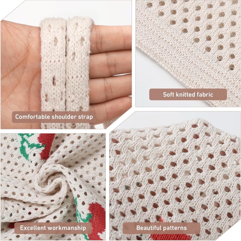 Cherry Crochet Casual Tote Bag, New - Picture 4 of 5